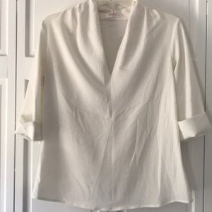 RENEE C cream off white v-neck blouse top
